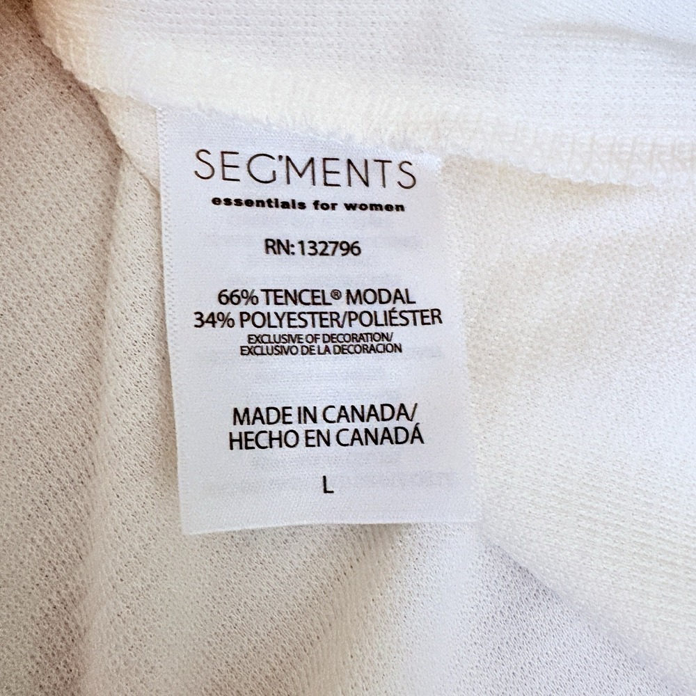 Segments Top L Ivory Modal Blend Knit 3/4 Sleeve V Neck Casual Ribbed Minimalist - Picture 8 of 8